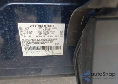 2017 Ford Edge Sel z USA, uszkodzony, nr VIN 2FMPK4J95HBC25548